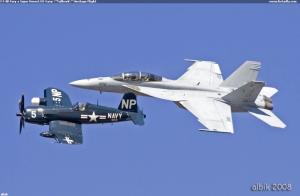 FJ-4B Fury a Super Hornet US Navy "Tailhook" Heritage Flight